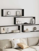 vidaXL стенни кубични рафтове 4 бр. черен дъб 100x15x30 cm
