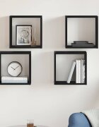 vidaXL Стенни кубични рафтове 4 бр. черен дъб 30x15x30 см инженерно дърво