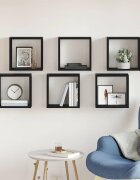 vidaXL Стенни кубични рафтове 6 бр. черен дъб 30x15x30 см инженерно дърво