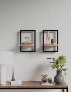 vidaXL Стенни рафтове 2 бр 25x25x35 см акациево дърво масив и стомана