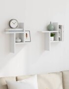 vidaXL Стенни рафтове 2 бр бели 38x12x38 см инженерно дърво