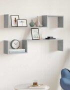 vidaXL Стенни рафтове 2 бр бетонно сиви 100x15x20 см инженерно дърво