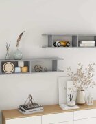 vidaXL Стенни рафтове 2 бр бетонно сиви 105x18x20см инженерно дърво
