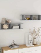 vidaXL Стенни рафтове 2 бр бетонно сиви 90x18x20см инженерно дърво