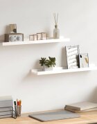 vidaXL Стенни рафтове 2 бр бял гланц 60x9x3 см