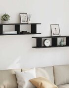 vidaXL Стенни рафтове 2 бр черен дъб 90x18x20 см инженерно дърво