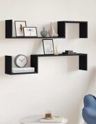 vidaXL Стенни рафтове 2 бр черни 100x15x20 см инженерно дърво