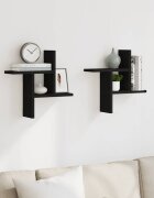 vidaXL Стенни рафтове 2 бр черни 38x12x38 см инженерно дърво