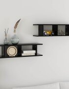 vidaXL Стенни рафтове 2 бр черни 75x18x20 см инженерно дърво