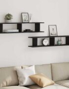 vidaXL Стенни рафтове 2 бр черно и дъб 105x18x20 см инженерно дърво