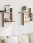 vidaXL Стенни рафтове 2 бр дъб артизан 50x12x50 см инженерно дърво