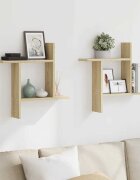 vidaXL Стенни рафтове 2 бр дъб сонома 50x12x50 см инженерно дърво