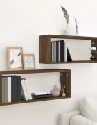 vidaXL Стенни рафтове 2 бр Кафяв дъб 60x15x23 см инженерно дърво