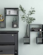vidaXL Стенни рафтове 2 бр сив гланц 50x15x50 см инженерно дърво