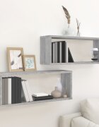 vidaXL Стенни рафтове 2 бр сив сонома 60x15x23 см инженерно дърво