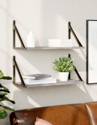 vidaXL Стенни рафтове 2 бр сив сонома 60x25x255 см инженерно дърво