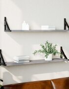 vidaXL Стенни рафтове 2 бр сив сонома 80x15x155 см инженерно дърво