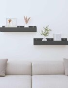 vidaXL Стенни рафтове 2 бр сиви 50x12x9 см масивно борово дърво