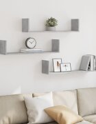 vidaXL Стенни рафтове 3 бр бетонно сив 80x18x18 см инженерно дърво