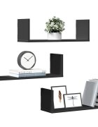 vidaXL Стенни рафтове 3 бр черни 58x18x18 см инженерно дърво