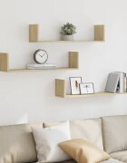 vidaXL Стенни рафтове 3 бр дъб сонома 80x18x18 см инженерно дърво