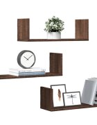 vidaXL Стенни рафтове 3 бр кафяв дъб 58x18x18 см инженерно дърво