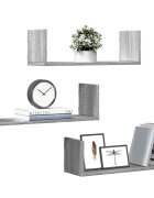 vidaXL Стенни рафтове 3 бр сив сонома 58x18x18 см инженерно дърво