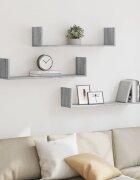 vidaXL Стенни рафтове 3 бр сив сонома 80x18x18 см инженерно дърво