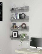 vidaXL Стенни рафтове 4 бр бетонно сиви 80x115x18 см инженерно дърво