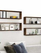 vidaXL Стенни рафтове 4 бр опушен дъб 80x15x265 см инженерно дърво