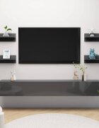 vidaXL Стенни рафтове 4 бр сив гланц 40x115x18 см