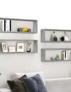 vidaXL Стенни рафтове 4 бр сиви сонома 80x15x265 см инженерно дърво