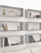 vidaXL Стенни рафтове 6 бр сив сонома 60x15x23 см инженерно дърво