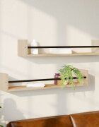 vidaXL Стенни рафтове с пръти 2 бр дъб сонома 80x16x14 см