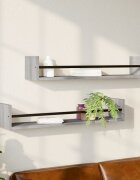 vidaXL Стенни рафтове с пръти 2 бр сив сонома 80x16x14 см