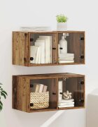 vidaXL Стенни шкафове 2 бр. 68 x 37 x 35 см Инженерна дървесина