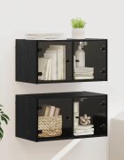 vidaXL Стенни шкафове 2 бр. 68 x 37 x 35 см Инженерна дървесина