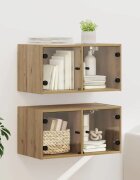vidaXL Стенни шкафове 2 бр. 68 x 37 x 35 см Инженерна дървесина Дъб