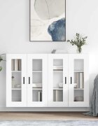 vidaXL Стенни шкафове 2 бр бели инженерно дърво