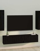 vidaXL Стенни шкафове 2 бр черни 30x30x80 см бор масив