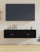 vidaXL Стенни шкафове 2 бр черни 60x30x30 см бор масив