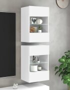 vidaXL Стенни шкафове с LED светлини за телевизор 2 бр бели 40x30x605 см