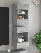 vidaXL Стенни шкафове с LED светлини за телевизор 2 бр бетонно сив 40x30x605 см