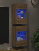 vidaXL Стенни шкафове с LED светлини за телевизор 2 бр дъб артизан 40x30x605 см