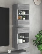 vidaXL Стенни шкафове с LED светлини за телевизор 2 бр сив сонома 40x30x605 см
