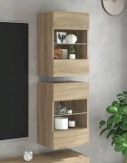 vidaXL Стенни шкафове с LED светлини за телевизор 2 бр сонома дъб 40x30x605 см
