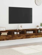 vidaXL Стенни ТB шкафове 2 бр опушен дъб 100x30x30 см инженерно дърво