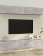 vidaXL Стенни ТВ шкафове 4 бр бетонно сиви 100x30x30см