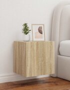 vidaXL Стенни ТВ шкафове с LED лампи 2 бр сонома дъб 405x35x40 см