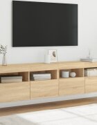 vidaXL Стенни ТВ шкафове с LED лампи 2 бр сонома дъб 80x30x40 см